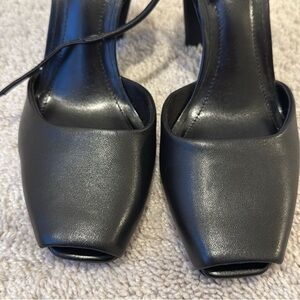 Zara Black Square-Toe Heels